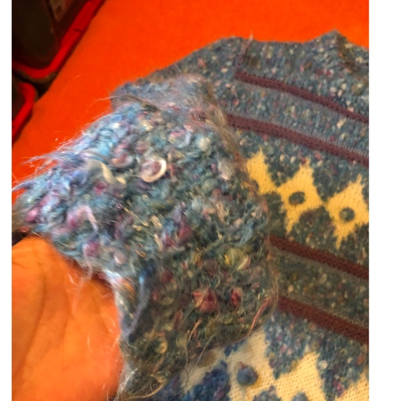 Vintage 80s or 90s handmade pastel knit pom pom sweater VGUC - Picture 3 of 7